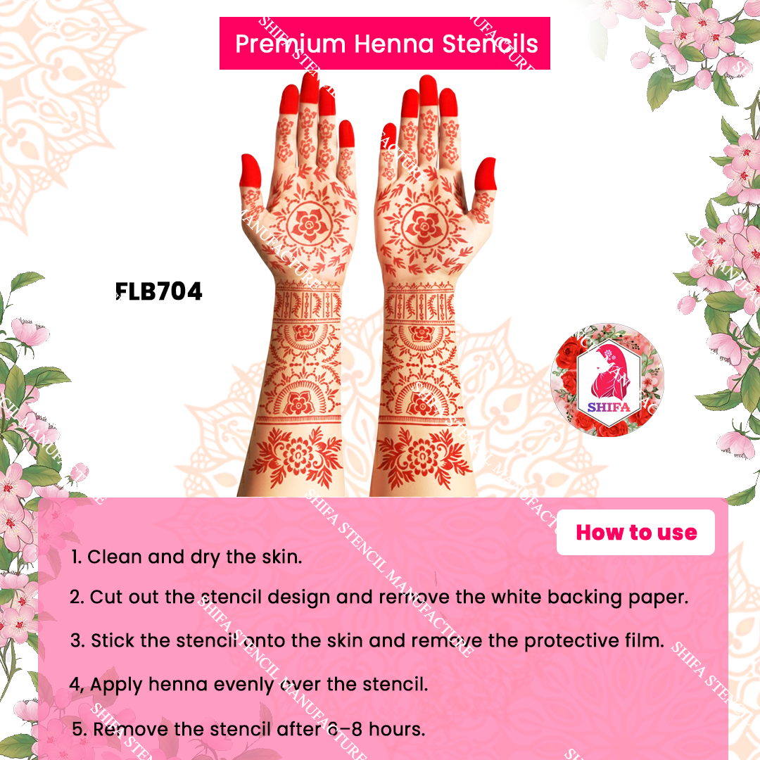 FLBS 704 Blossom Royale Mandala Mehndi double hand Henna Stencil